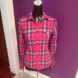 Hollister Pink Plaid Button Up Juniors M